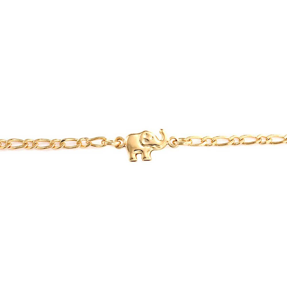 Bling Jewelry Pulsera De Tobillo Delicada Con Tres Amuletos De Elefante De La Suerte Para Mujeres Adolescentes, Bañada En Oro De 18 Quilates De Latón, Hecha En Brasil De 7.5 A 9.5 Pulgadas