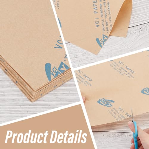BENECREAT 60 Blätter Antirostpapier, Rostfreies Papier 25x25cm, 0.1mm Dickes Anti-Korrosionspapier Zum Schutz von Schmuck, Metallwaren, Elektronik- Und Musikinstrumente