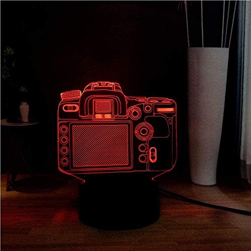 3D Illusionslampe LED Nachtlicht Acryl Digitalkamera 7 Farbwechsel Nachttischlampe USB-Fernbedienung Stimmung Urlaub Freund Kinder Geschenk