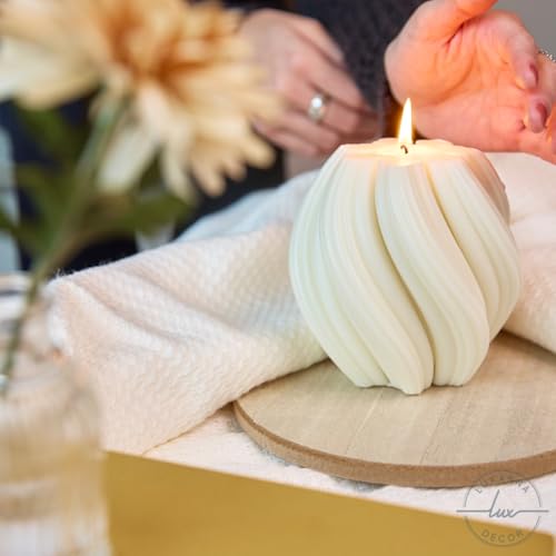 Luxanna Décor Spiral Soy Wax Candle – White Minimalist Aesthetic Home Décor | Long-Lasting Citrus Scent | Handcrafted Gift for Women, Birthdays, Housewarming, Holidays - Image 6
