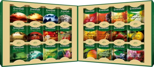 GREENFIELD TEA SET PREMIUM | tea 96 Beutel (tea bags) | 24 Sorten | Geschenkset | tee collection | schwarztee, Grüner Tee, Kräutertee 167,2g (96 Tassen)