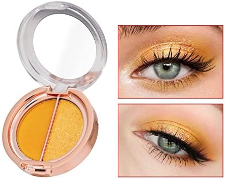 Timipoo Double color eye shadow, high pigment eye makeup palette, matte shimmer metal eye shadow powder, waterproof and durable color eye shadow (07#Sunrise yellow)