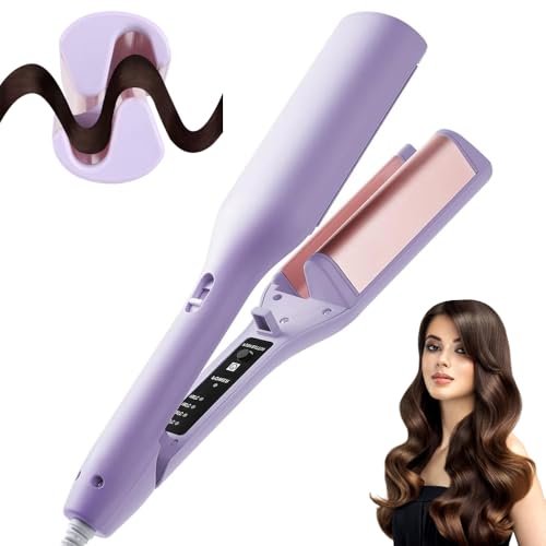 SKIKHN Rizador de Pelo, 32mm Rizador Pelo Ondas Plancha Ondas,Ondulador de Pelo Iónico con 4 Temperaturas Plancha Ondas,Rizador de Rollos de Huevo Profesional,para Principiantes (Púrpura)