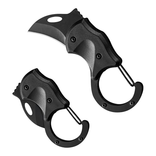 Makloee Small Stainless Steel Keychain, 2-in-1 Multi-Function Tool Portable Foldable Keyring Cool Carabiner Key Chain Pocket Keychain for Camping Hiking Fishing and Outdoor (1PC Black) 1 Makloee Small Stainless Steel Keychain, 2-in-1 Multi-Function Tool Portable Foldable Keyring Cool Carabiner Key Chain Pocket Keychain for Camping Hiking Fishing and Outdoor (1PC Black)