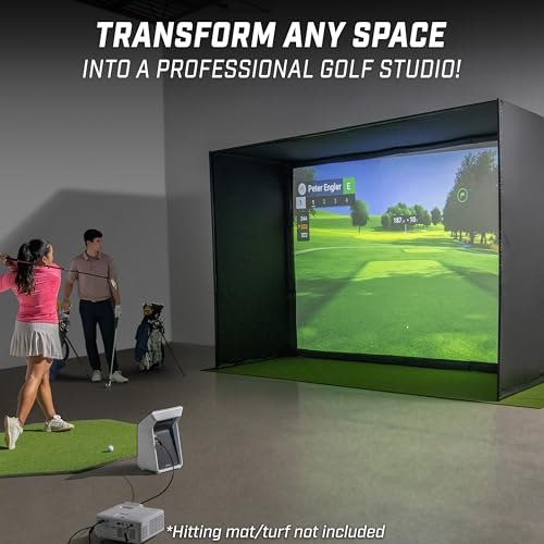 Image of GoSports Golf Simulator Enclosure Nets - Complete Set with Frame and HD Impact Screen Kit - Indoor At Home Golf Training Equipment - Choose 10x8 ft, 12x9 ft, or 14x8 ft