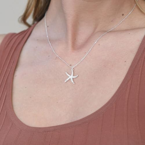 Silver Necklace - 14K White Gold Plated Dainty Cowboy Boot Flower Starfish Hummingbird Star of David Lotus Italian Horn Pendant Necklace for Wmen2