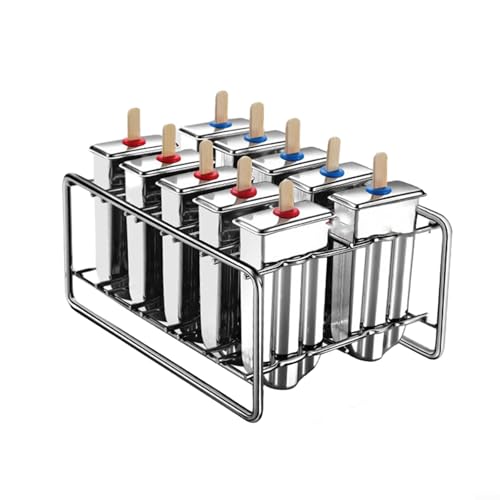 EpheyFIF Máquina de hielo de acero inoxidable | Moldes extraíbles de doble tamaño (8,8-14,5 cm) para jugos/yogur/gelatina | Diseño a prueba de óxido y congelación rápida con bandejas apilables que