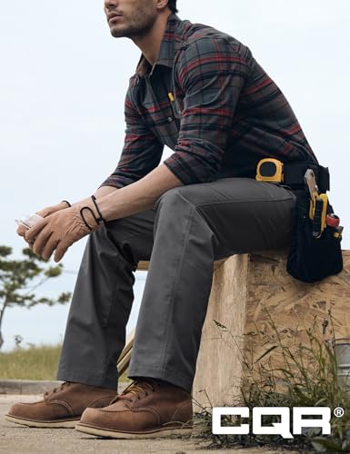 Image of CQR Men's Quick Dry Work Pants, Water Resistant Outdoor Tactical Pants, Lightweight Stretch Cargo Hiking Pants