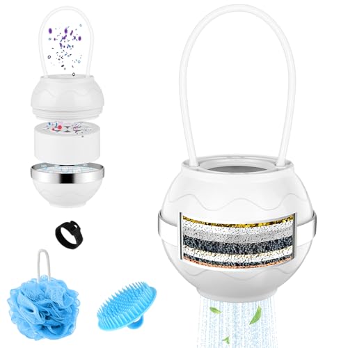 AOOTE 8 Stages Bath Filter Bath Water Filter for Tub with Shower Ball and Shampoo Brush Bath Filter for Babies and Adults Ball Bath Filter BPA Free Purify Your Bathwater for Healthier Skin and Hair