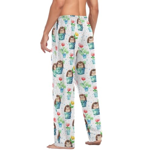 Aflyko Animal Men's Pajama Pants Hedgehog Funny Plant Pjs Sleepwear Bottoms3