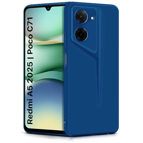 Image of WOW IMAGINE Slim Back Cover for Redmi A5 | Poco C71 | Blade Series Ultra Thin Case with Lightweight Design | Camera Protection | Soft Matte Silicone Flexible Mobile Case - Blue