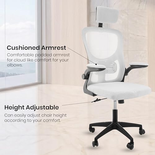 Image of Casa Copenhagen White Black | High Back Imported Mesh Fabric Boss Office Chair | Y Design Ergonomic Back Support | 2D Aero Design Adjustable Armrests | Synchro Tilt Lock Mechanism