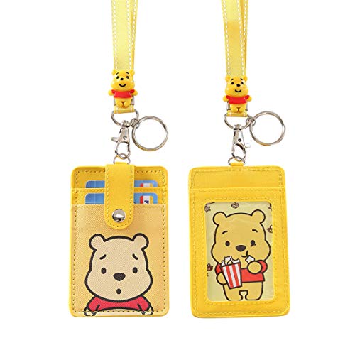 HASFINE ID Badge Holder Cute Credit Card Case Neck Pouch Lanyard with Cartoon Image Keychain for Students Teens Boys Girls Women