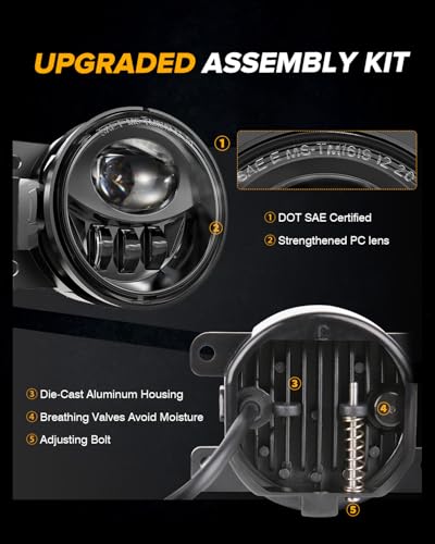New LED Fog Lights Assembly Compatible with Honda Sedan models 2013-2021 Civic, 2015-2020 Fit, 2019-2020 HR-V, 2013-2015 Accord Replacement Driving lights Fog Lamps DOT Approved Black 1 Pair - Image 5