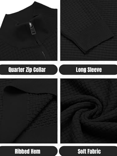 Image of TYSORT Men High Neck Zipper Full Sleeve Waffle Knitted Winter Sweater,Waffle Knit Sweater for Men
