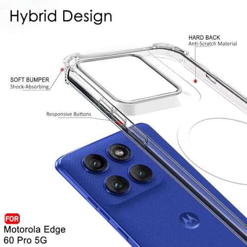 Image of TheGiftKart Shockproof Crystal Clear Back Cover Case for Motorola Moto Edge 60 Pro 5G | 360 Protection | Hard Clear Back Cover for Moto Edge 60 Pro (PC & TPU, MagSafe Compatible, Transparent)