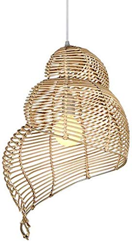 Suspension luminaire rotin marron 30cm et lustre en bambou tressé pour plafond de cuisine