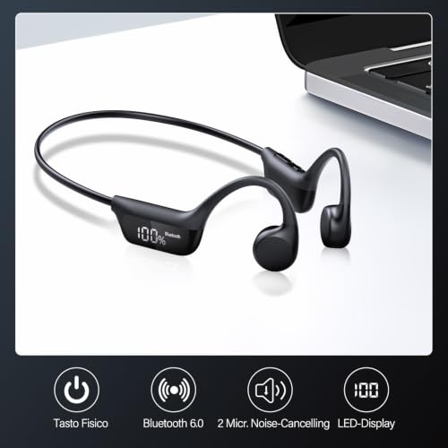 Cuffie Conduzione Ossea Bluetooth 6.0 Cuffie Open Ear Wireless Auricolari 7 Cuffie Conduzione Ossea Bluetooth 6.0 Cuffie Open Ear Wireless Auricolari - immagine 7