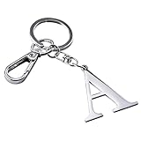 Hongeely Initial Letter Key chain Silver for Men Women Bright 304 Stainless Steel Alphabet Keychain