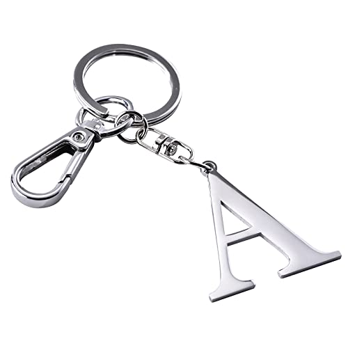 Hongeely Initial Letter Key Chain Silver For Men Women Bright 304 Stainless Steel Alphabet Keychain Ring For Girls Boys (Silver Letter A) #TOP3