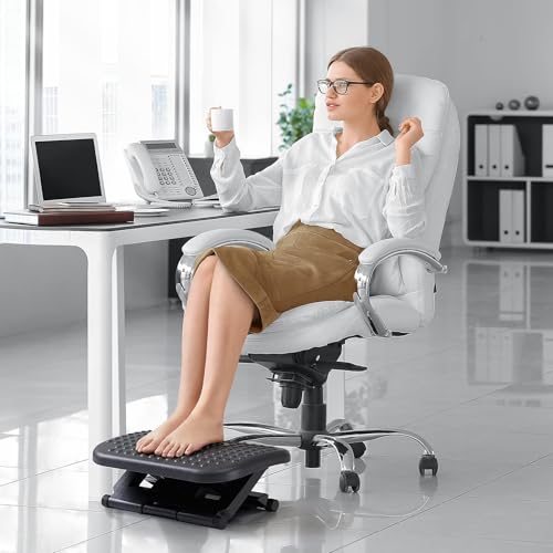 HUANUO Foot Rest for Under Desk at Work, Adjustable Footrest with Massage Texture and Roller, Ergonomic Foot Stool with 3 Height Position, 30 Degree Tilt Angle Adjustment for Home, Office - Image 3