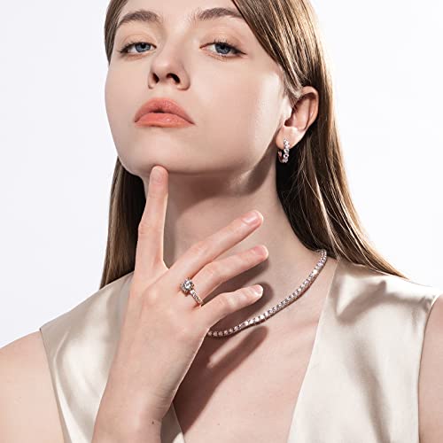 Anuclub Moissanite Engagement Ring 4.3Cttw D Color Lab Created Diamond Round Cut 14K Yellow Gold Plated Sterling Silver Eternity Wedding Promise Anniversary Band Ring For Women 8.0 #TOP5