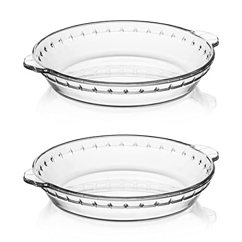Sweejar Glass Pie Pan for Baking(2 pack), 9.5 Inches Round Baking Dish for Dinner, Non-Stick Pie Plate with Soft Wave Edge for Apple Pie, Pumpkin Pie, Pot Pies Sweejar Glass Pie Pan for Baking(2 pack), 9.5 Inches Round Baking Dish for Dinner, Non-Stick Pie Plate with Soft Wave Edge for Apple Pie, Pumpkin Pie, Pot Pies