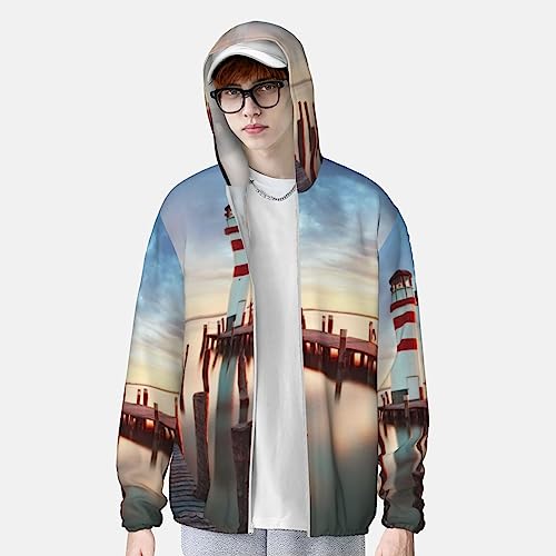 Rainbows Lighthouse Printed Sun Protection Hoodie Sun Protection Clothing Lightweight Jackets Shirt Long Sleeve4