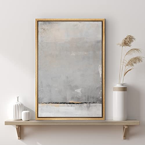 SIGNWIN Framed Canvas Print Wall Art Gray Tan Pastel Watercolor Landscape Abstract Shapes Illustrations Modern Art Decorative Contemporary Chic for Living Room, Bedroom, Office - 24"x36" Natural (2 pack)