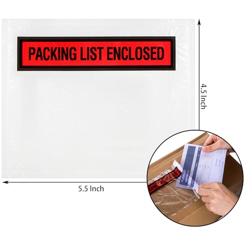 Nicunom 1000 Pcs Packing List Envelopes 4.5" x 5.5", Clear Adhesive Invoice Packing Slip Envelope Pouches Shipping Label Sleeves Top Loading Packing List Enclosed Bags for Mailing image 1
