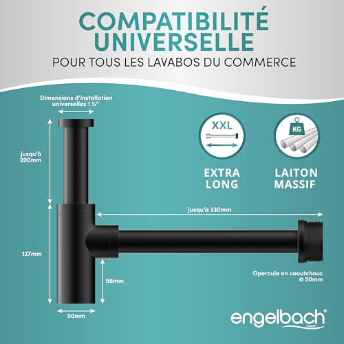 Siphon lavabo anti-odeur Engelbach réglable avec ouverture de nettoyage