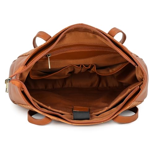 Image of K London Stylish Women's Office Bag - Vegan Leather Laptop Tote Professional & Casual Work Use | Spacious, Durable & Elegant Shoulder bag | Handbag | 15.6 inch Laptop(2308 P)