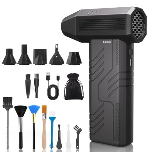CUBTEM Soplador de Aire Potente Polvo Eléctrico 110000RPM,3 Velocidades con luz LED de Batería 8000mAh Recargable Aire Comprimido Limpieza Portátil PC Air Duster para Limpiar, PC, Laptop, Coche