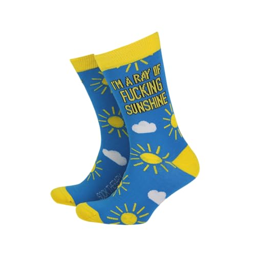 Sock Therapy, calzini da uomo in bambù colorati, design intelligente, comodi e traspiranti, motivo: raggio di sole, Blu, Giallo, Whiteq, 8-11