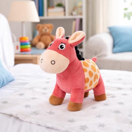 Image of Pink Donkey Soft Toy for Kids, 25 cm Plush Stuffed Animal, Cute Soft Toy for Boys and Girls, Huggable Gift Toy, Pink
