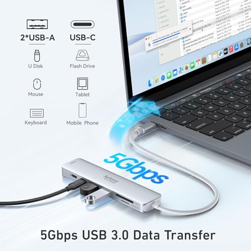 Image of Selore&S-Global USB C Hub HDMI Adapter for MacBook Pro /Air, 7 in 1 USBC Dongle with HDMI, microSD /SD Reader, USB C Data Port,100W PD and 2 USB 3.0 Compatible for MacBook Pro /Air(Light Sliver)