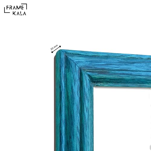 Image of Handcrafted Blue Wooden Photo Frame, 12x18-inch Display for Artworks, Pictures, Photos, Frame for Wall, Home, and Office Decor - A3 Size Display