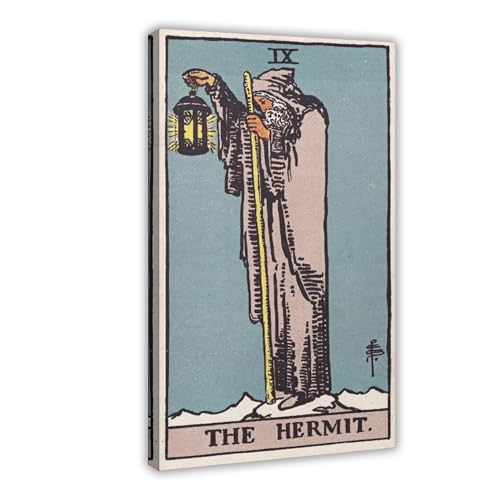 Poster vintage Tarot l'ermite en toile 61x91,4 cm, cadeau idéal déco chambre