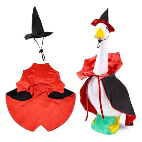 Homeponnew Costume d'Halloween Lawn Goose avec chapeau de sorcière et cape pour oies de jardin de 58,4 cm, décoration extérieure de cour