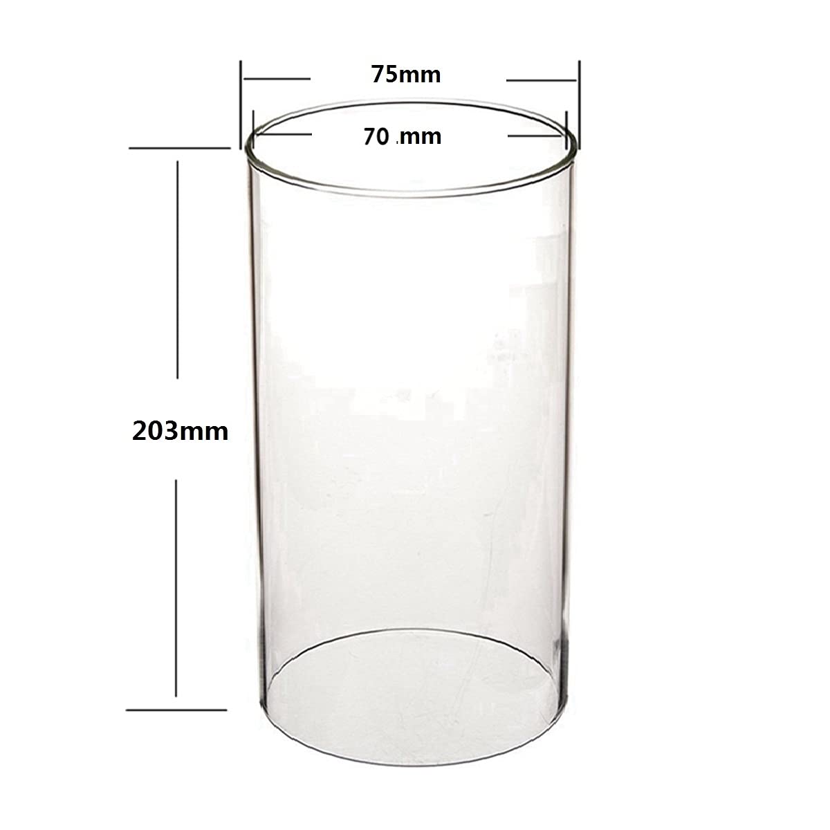 Juego de 2 portavelas cilíndricas de cristal, portavelas de cristal sin fondo, candelabro transparente para pilar, tubo abierto grande de 7,5 cm, altura 20,3 cm