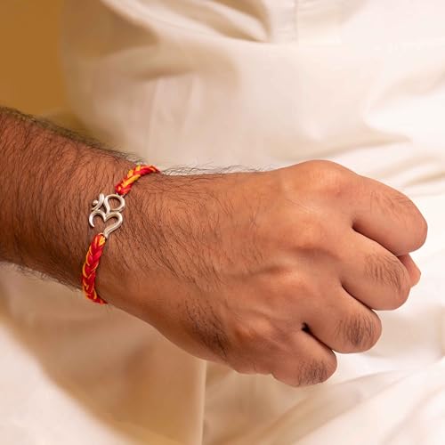 Image of Shyle 925 Silver Rakhi for Bhai | Om Shiva Sutra Rakhi | Premium Gift for Brother | Crafted in 925 Sterling Silver
