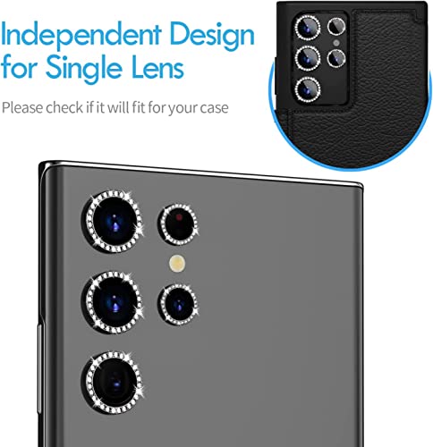 Image of For Samsung S23 Ultra Camera Lens Protector Tempered Glass /Scratch-Resistant Ultra-Thin Tempered Glass with Aluminum Edge For Samsung Galaxy S23 Ultra 5G- (5 Pack, Black Diamond)
