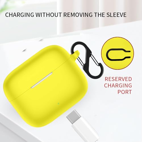 Image of Anvique Silicone Protective Case Cover for Oppo Enco Buds 3 Pro, Earbuds Accessories (Yellow S)
