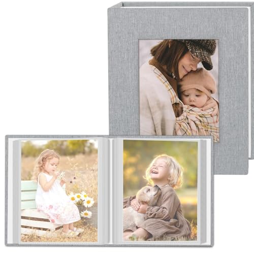 Popotop 2 Pack Photo Album 5x7 Pictures Small Linen Slip-in Photo Albums Book for 80 Photos with 40 Pockets Birthday Gifts for Women Mom Family Baby