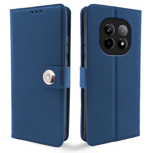 Image of Pikkme Flip Cover Leather Finish | Inside TPU with Card Pockets | Wallet Stand and Shock Proof | Complete Protection Button Flip Case for Realme P2 Pro 5G (Blue)