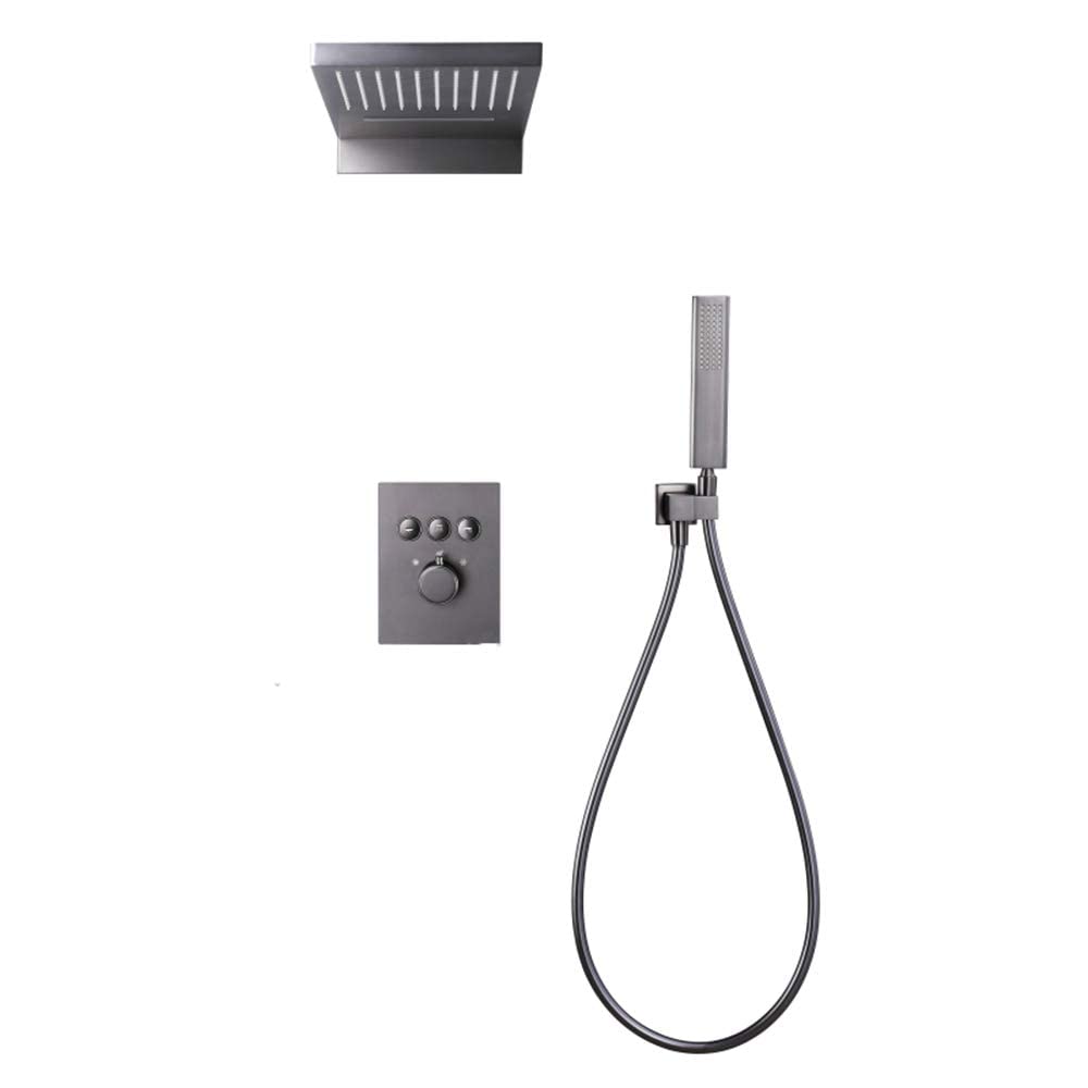 AYCDL Thermostatic Rain Gray Rain Mixer Shower Combo Set Wall Mounted Bathroom Shower Faucet Set with Waterfall Shower Head, Handheld Shower