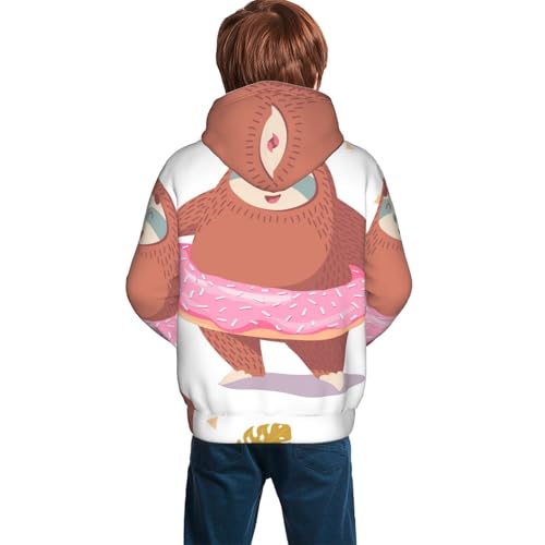 Sloth with Donuts1 Kid Hoodies Boys Sweatshirts Girls Pullover with Pocket4