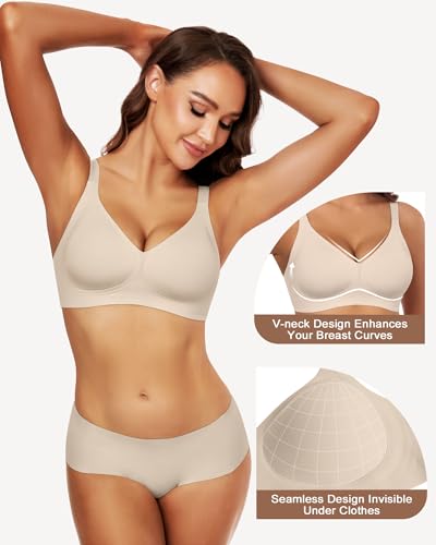 HORISUN Wireless Bras for Women Soft Comfortable No Underwire T Shirt Bra Full Coverage Bras with Support2