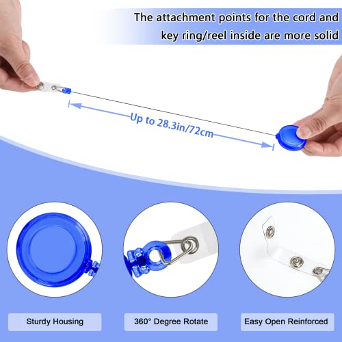 Enrouleur badge rétractable bleu JANYUN avec cordon extensible résistant pour clé et sifflet
