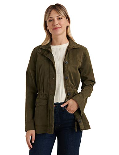 Lucky Brand Women's Long Sleeve Button Up Two Pocket Utility Jacket, Olive Night, Medium